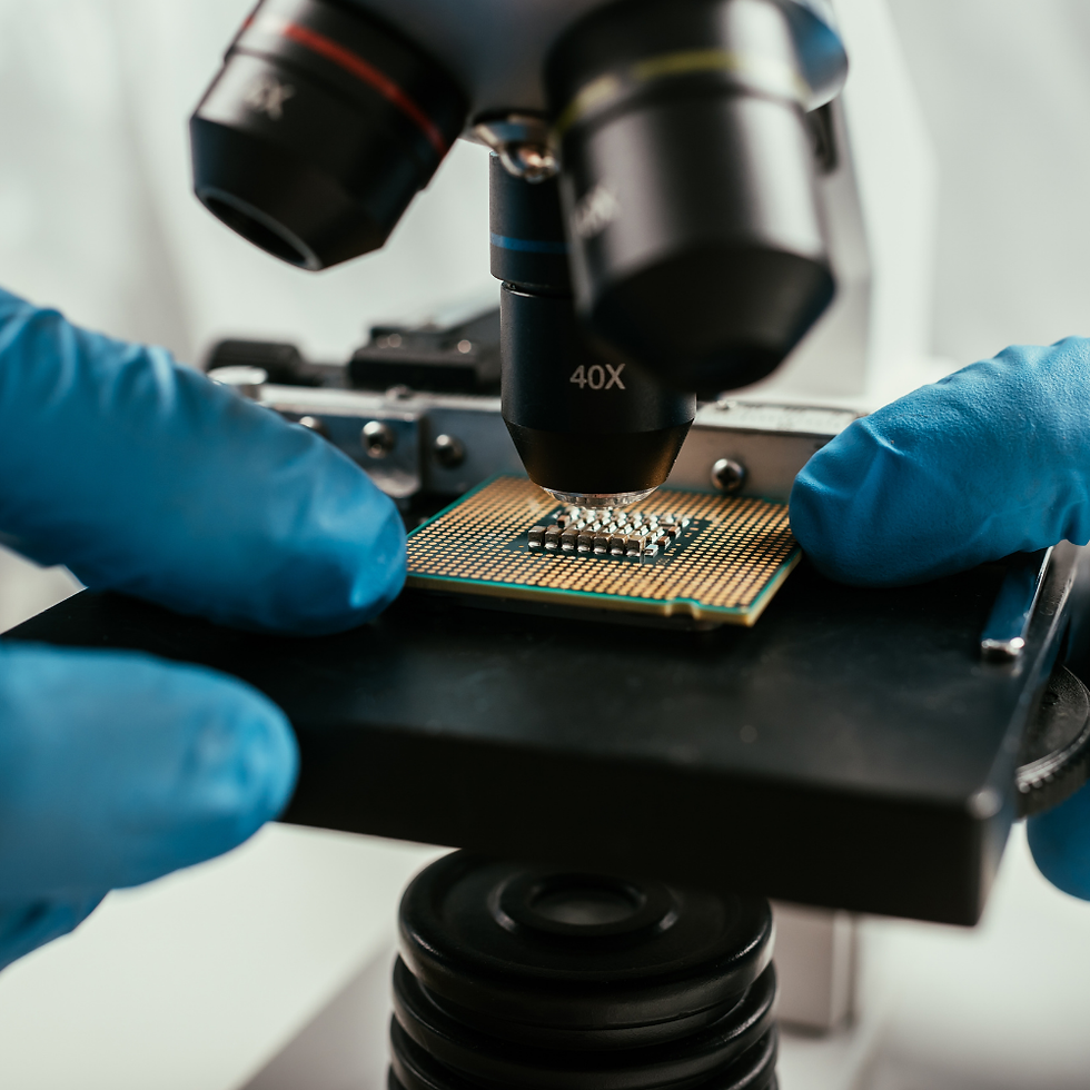 Observing a small PCB in a microscope